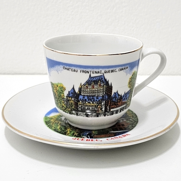 Chateau Frontenac Quebec Souvenir Porcelain Mini Tea Cup & Saucer - Picture 13 of 14